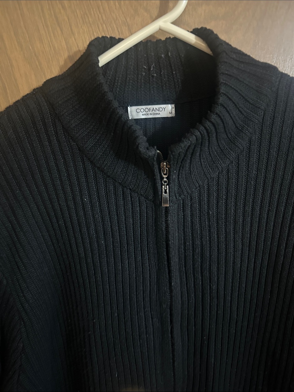 Coofandy Men's Black Ribbed Zip-Up Sweater